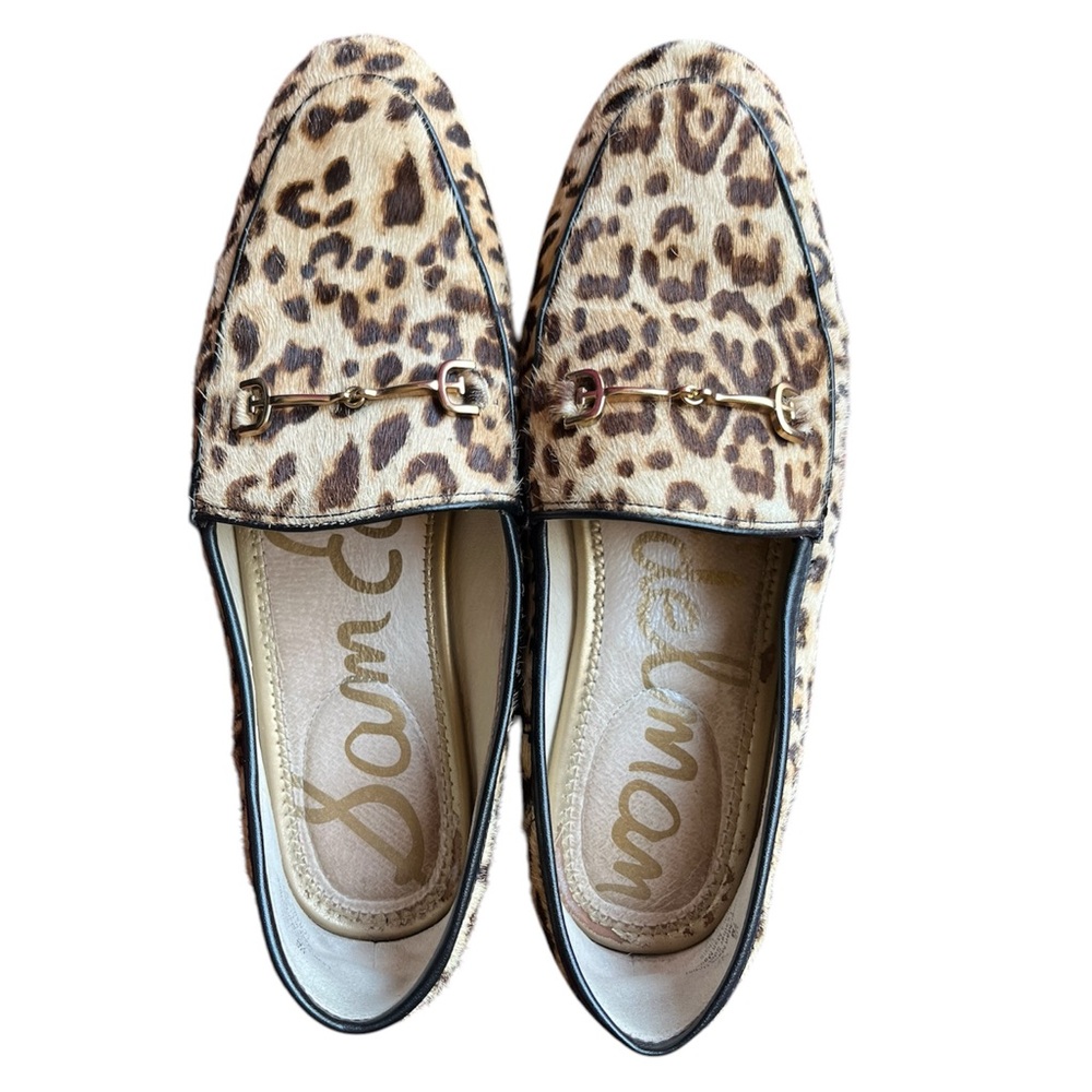 Sam Edelman Loafers Womens 7 Brown Leopard Calf Hair Jordy Slip On Flats Leather - Picture 1 of 8